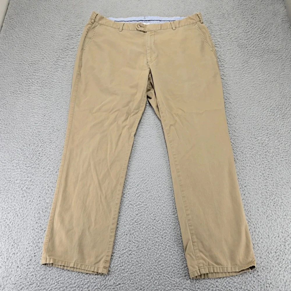 Peter Millar Pants Mens 38 Tan Chino Flat Front Pima‎ Cotton Golf Mid Rise
